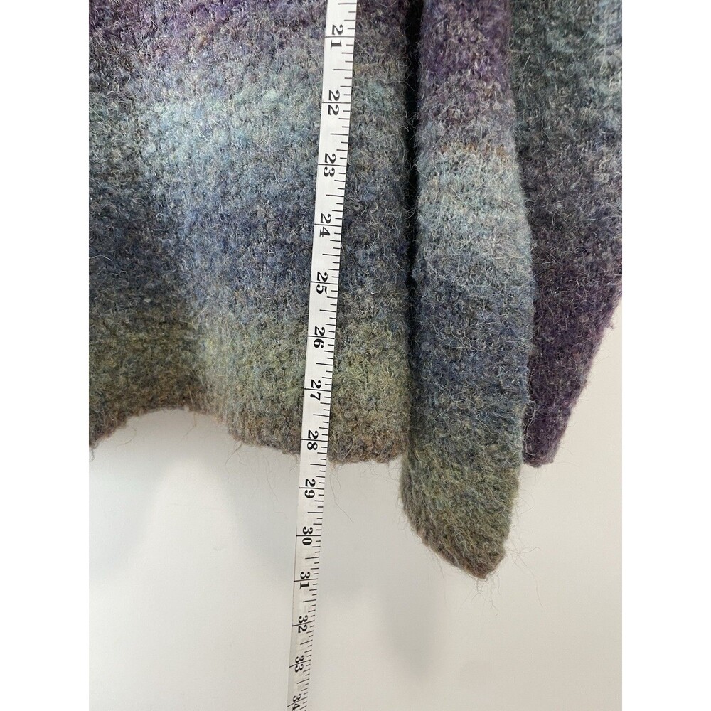 Natural Life V-Neck Sweater Ombré Blue Green Purple XL Boho Chunky Wool Blend - Picture 7 of 8